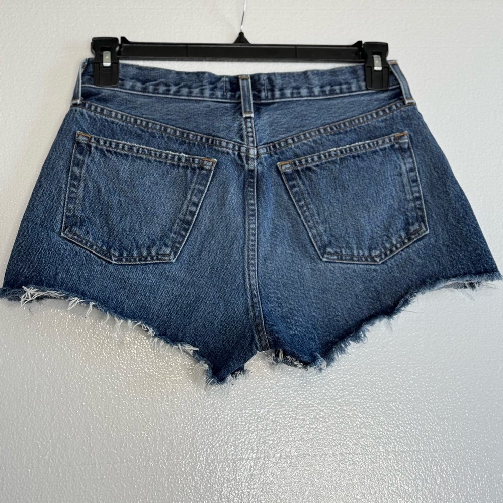 Agolde Parker High Waist Cutoff Jean Shorts Women 27 Raw Hem Button Fly Blue - Picture 2 of 13